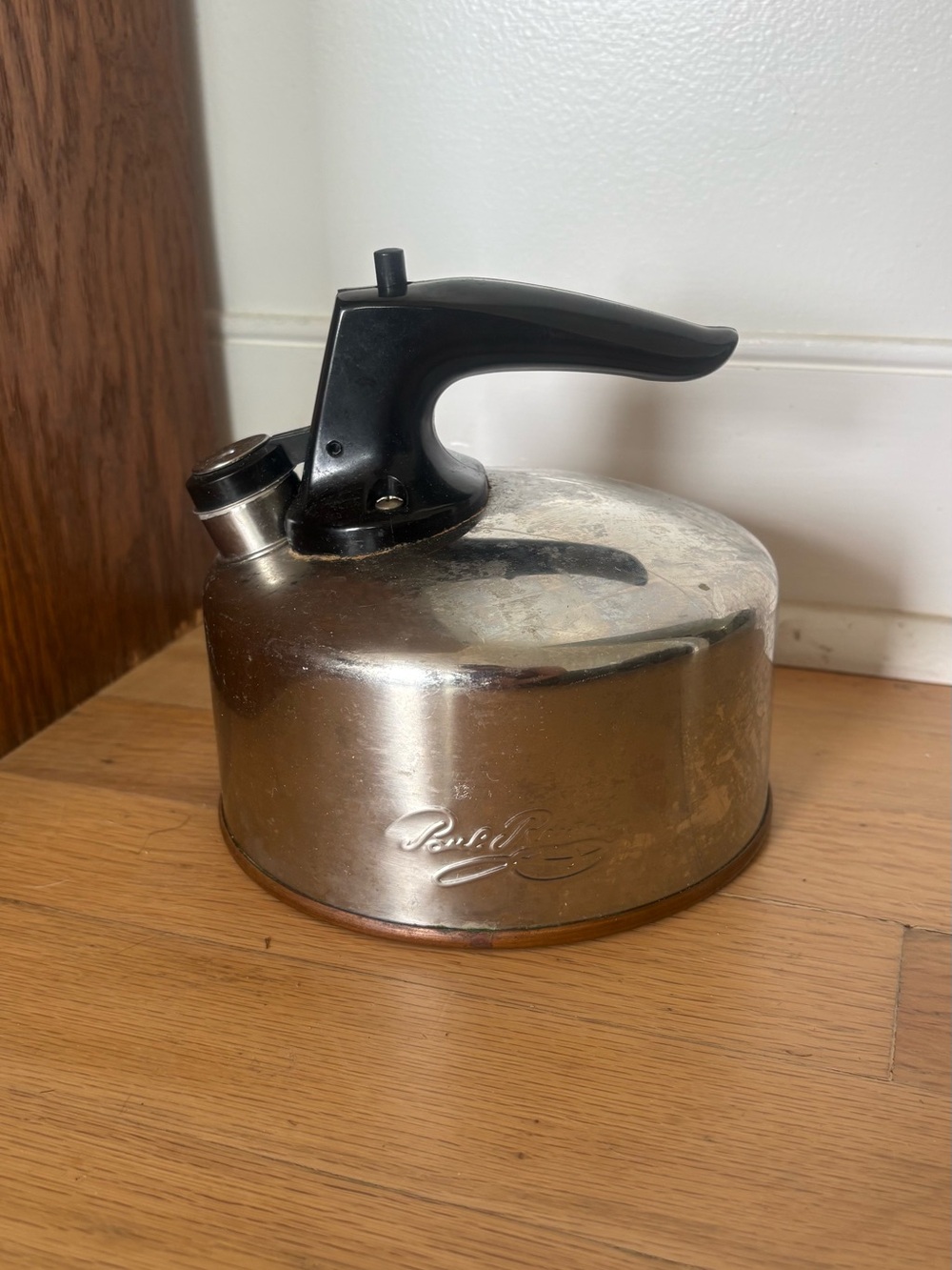 Vintage Revere Ware Stainless Steel Copper Bottom Tea Kettle Pot GUC 1121 6 Cup